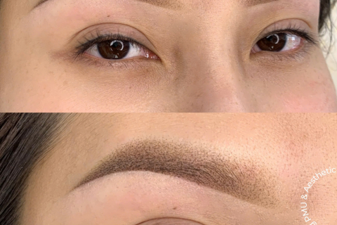 Phun mày trên nền lông mày cũ Shading Cover 